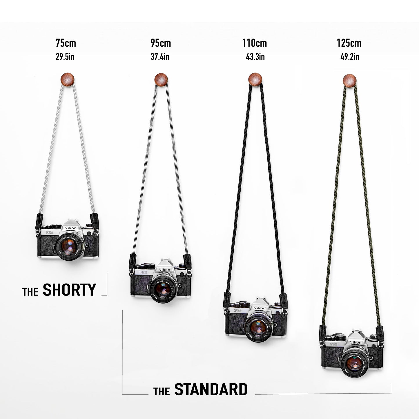 Rope camera straps handmade by Henry and Wilde in Western Australia available in four lengths and four colours.