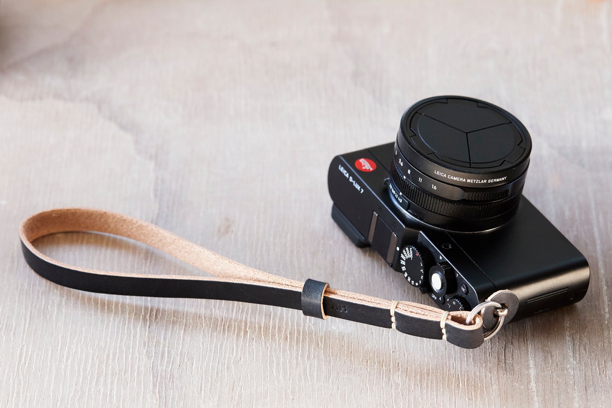 Gibson leather camera wrist strap handmade in Western Australia by Henry and Wilde