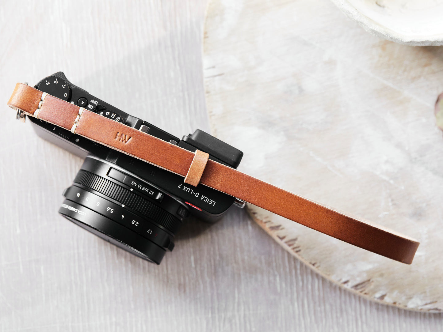Gibson leather camera wrist strap handmade in Western Australia by Henry and Wilde